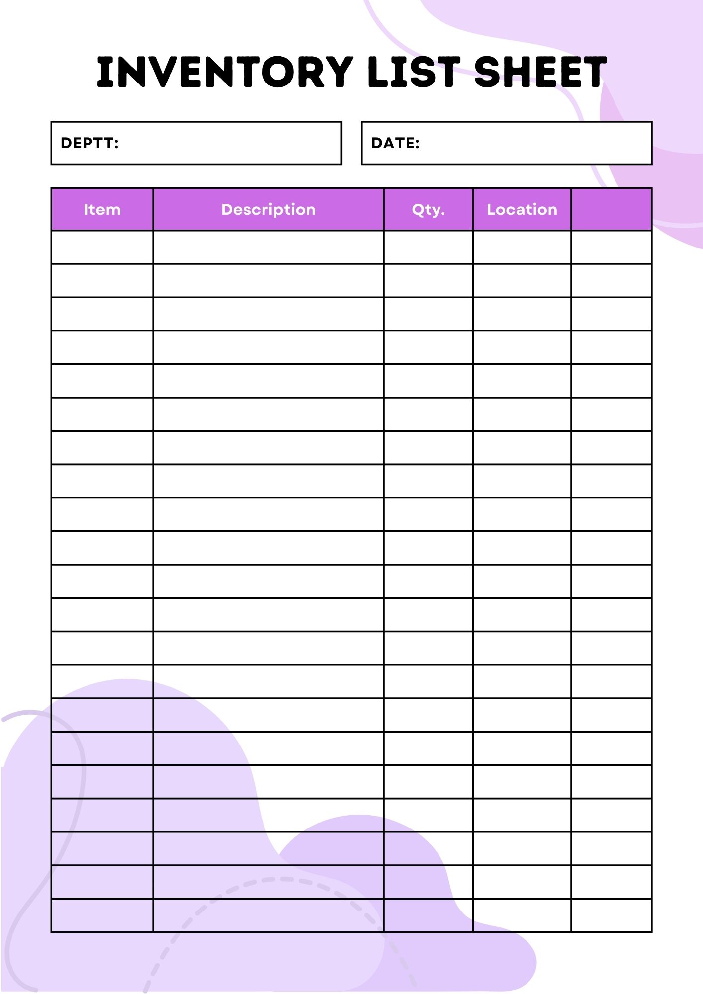 Free Printable Inventory List Sheet Template [PDF] - Printables Hub