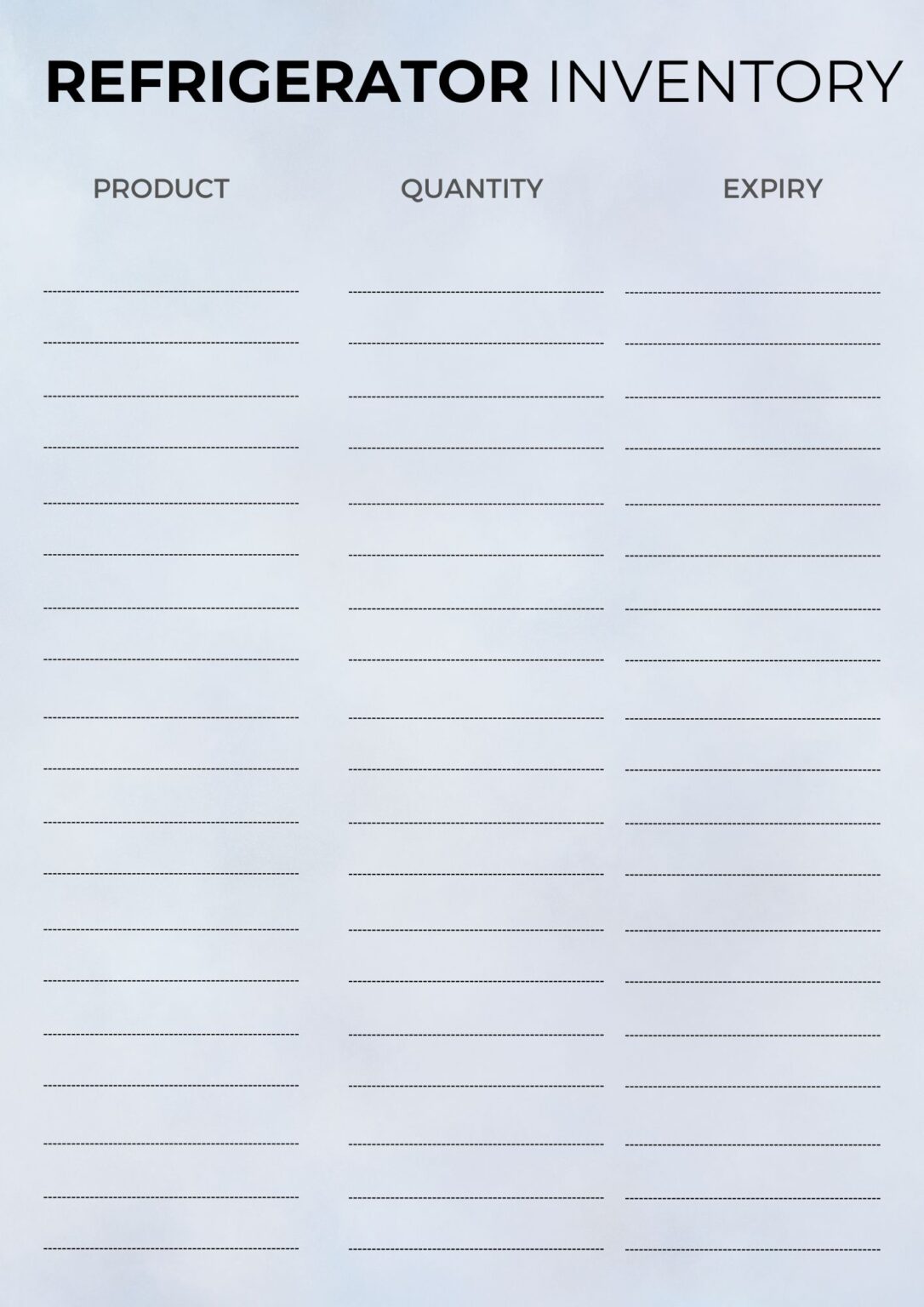 Printable Food Inventory {Refrigerator, Pantry, Freezer} Templates With ...