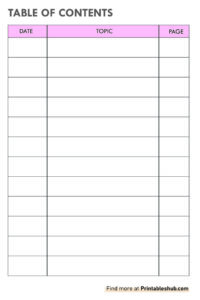 Free Printable Blank Table Of Contents Templates [PDF Included ...
