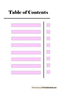 Free Printable Blank Table Of Contents Templates [PDF Included ...
