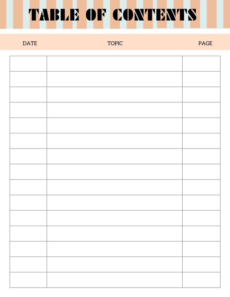 Free Printable Blank Table Of Contents Templates [PDF Included ...