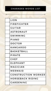 Free Printable Charades Word Lists for Kids &amp; Adults [PDF] - Printables Hub