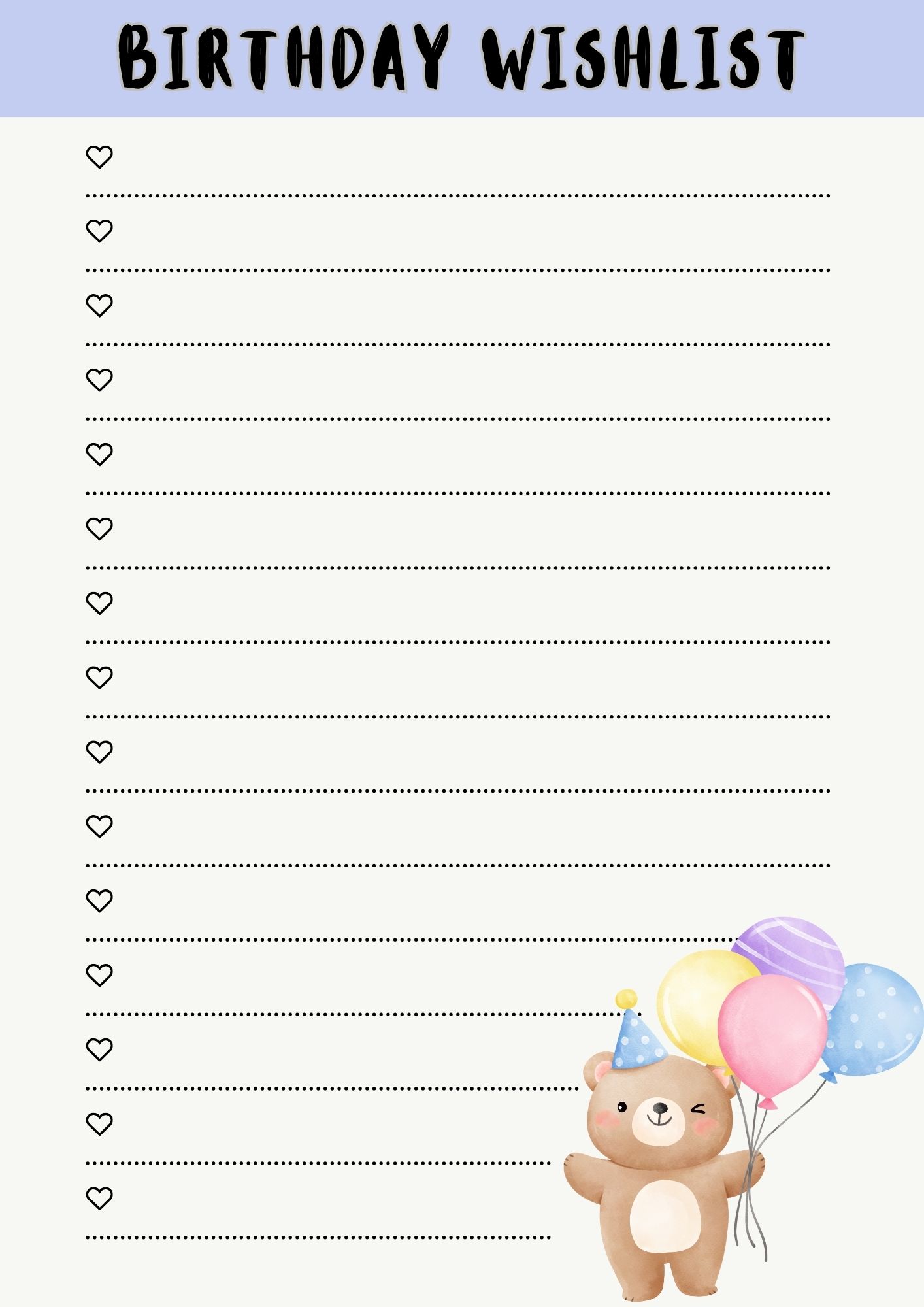 Printable Birthday Wishlist Templates Printables Hub