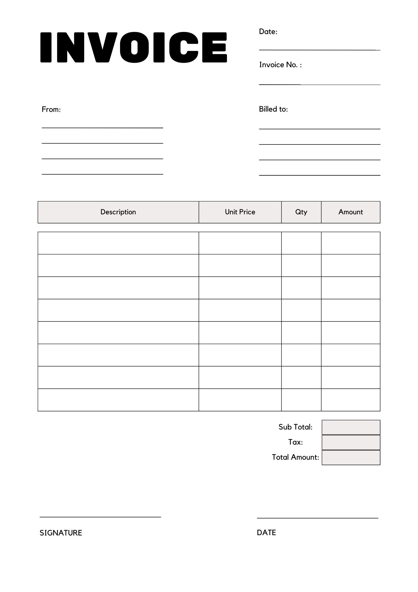 Fillable Invoice Template Pdf Ablebionics