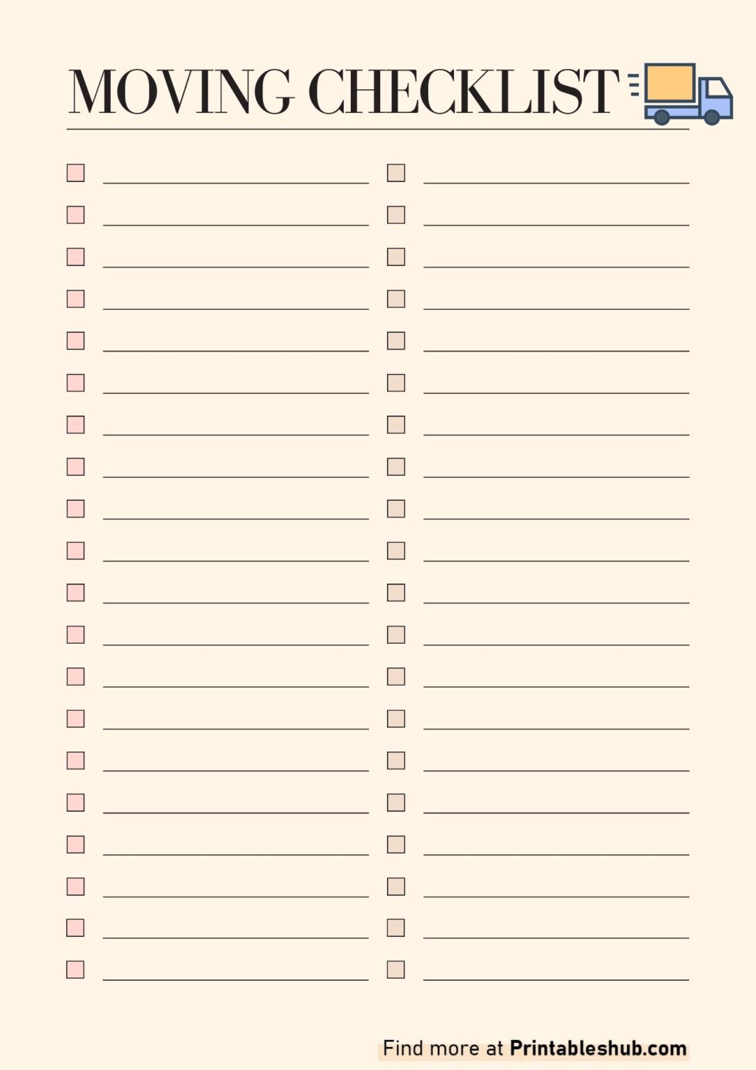 Short Moving Checklist.pdf Free Printable Moving Checklists [Blank Templates Also Included ...