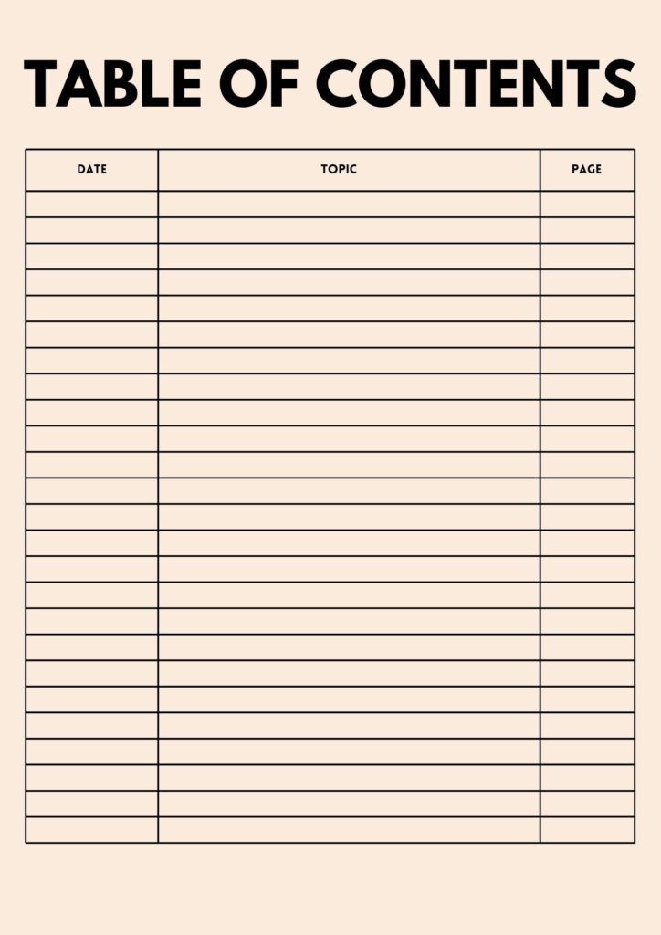 Free Printable Blank Table Of Contents Templates [PDF Included ...