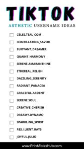 Printable List Of Tik Tok Username Ideas - Printables Hub