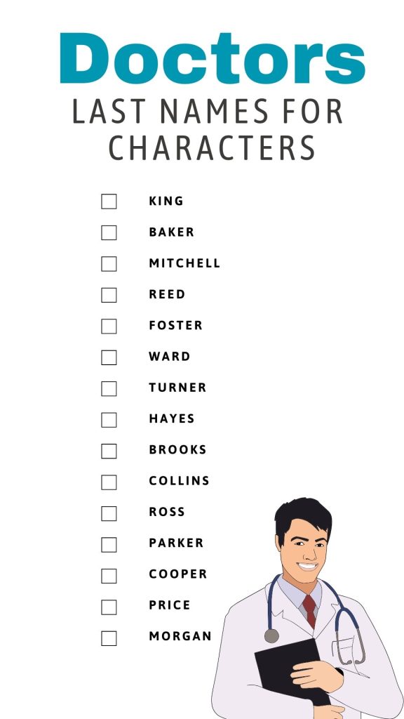 Printable List of Last Names For Characters for Doctors