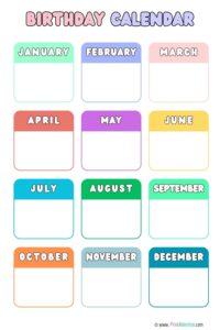 Printable Birthday Calendar Templates - Printables Hub
