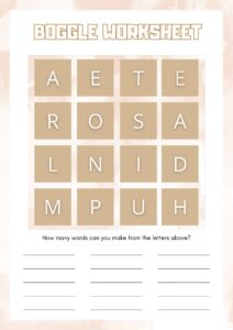 Free Printable Boggle Worksheets [PDF] - Printables Hub