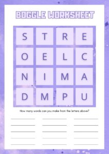 Free Printable Boggle Worksheets [PDF] - Printables Hub