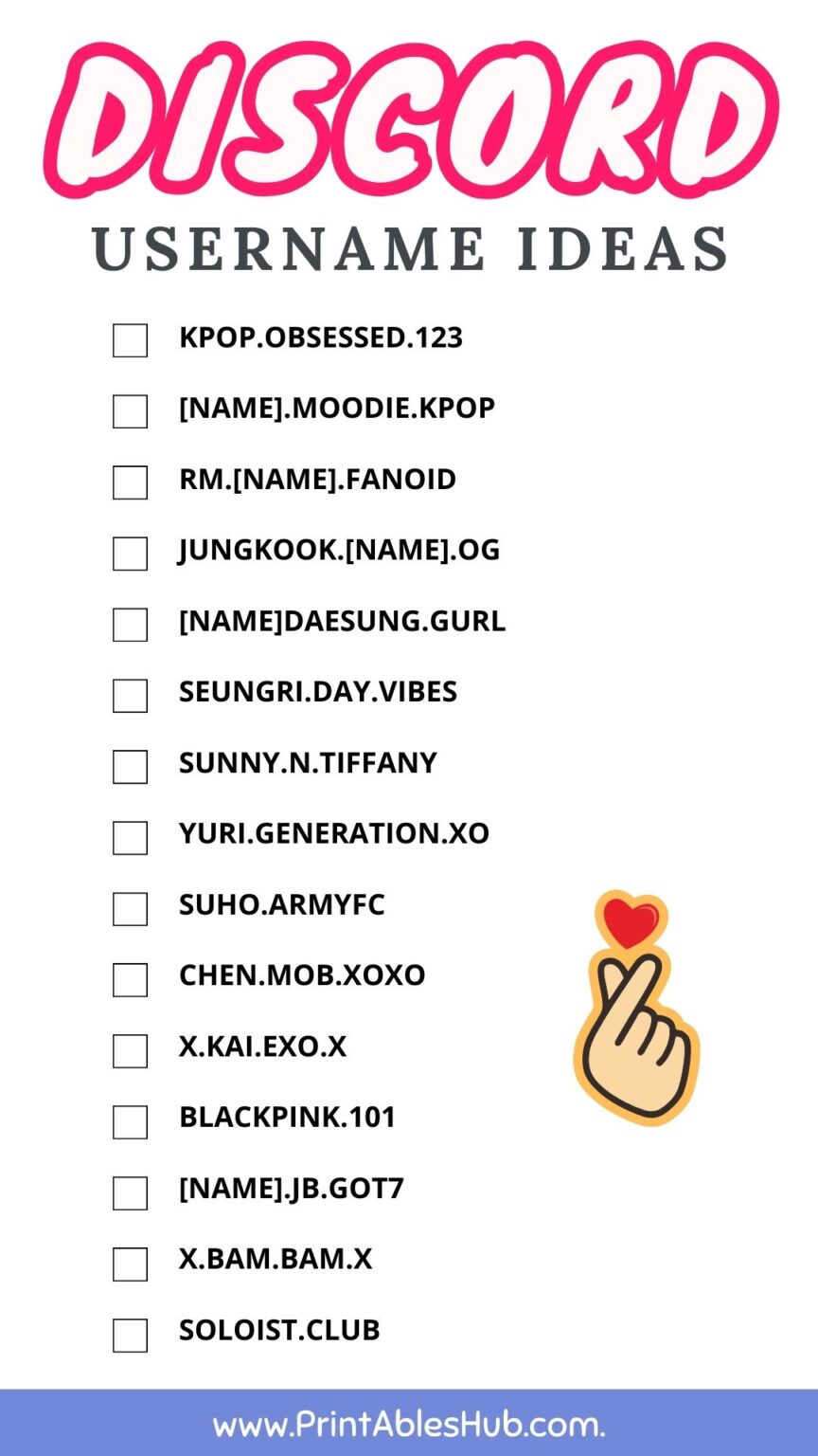 Free Printable List Of Awesome DISCORD Username Ideas Printables Hub