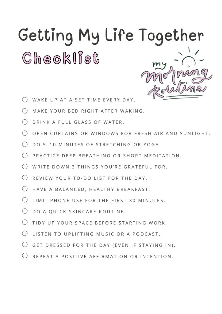 Printable Getting My Life Together Checklist