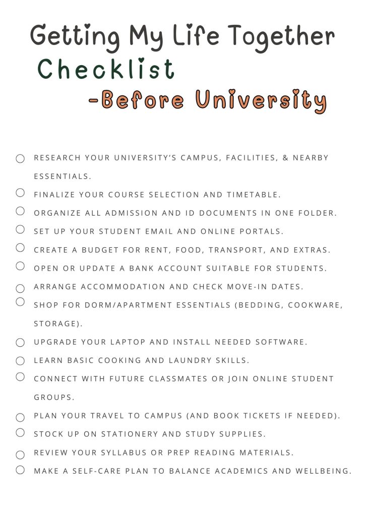 Printable Getting My Life Together Checklist