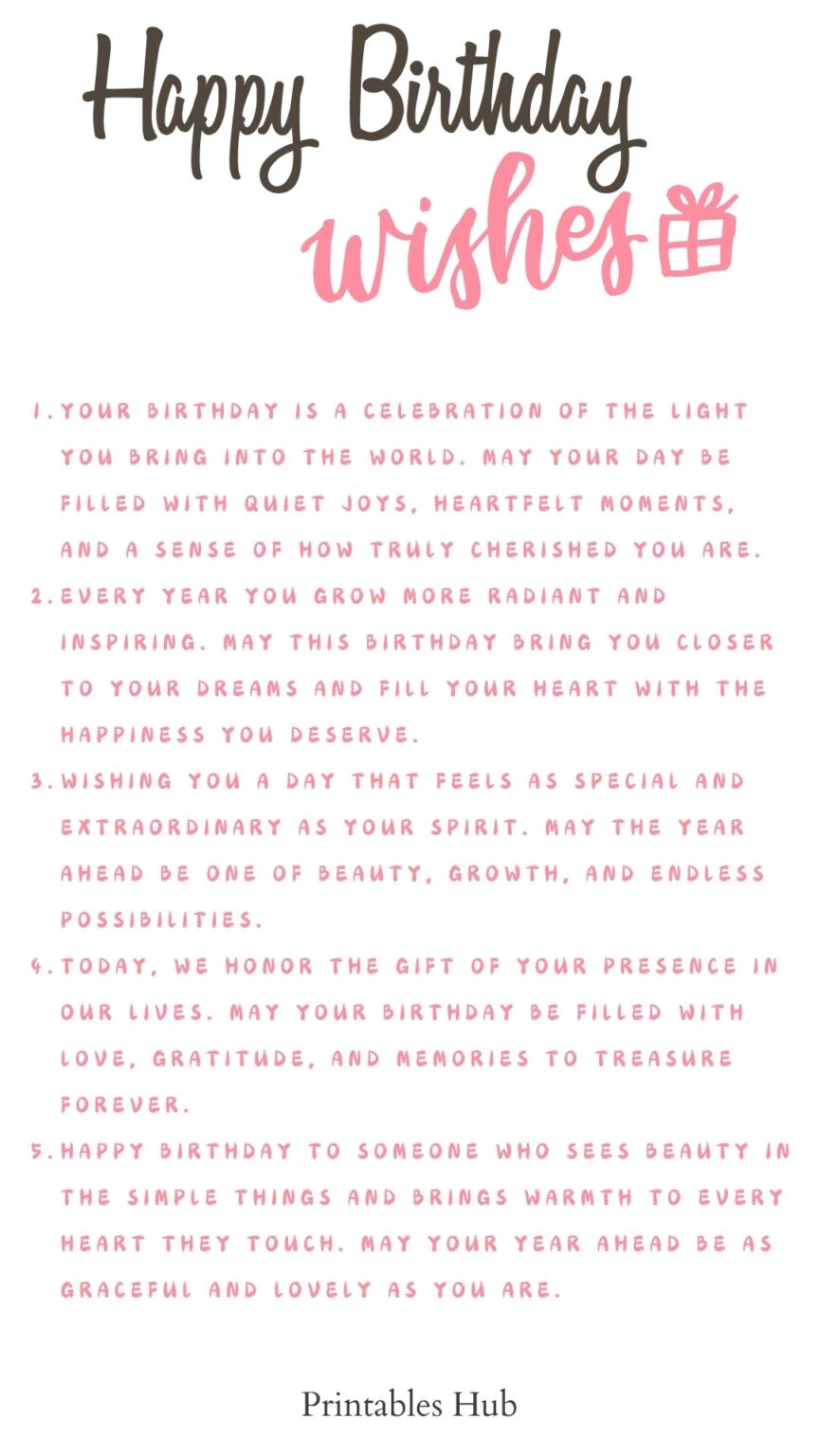 Printable Lists Of Happy Birthday Wishes - Printables Hub