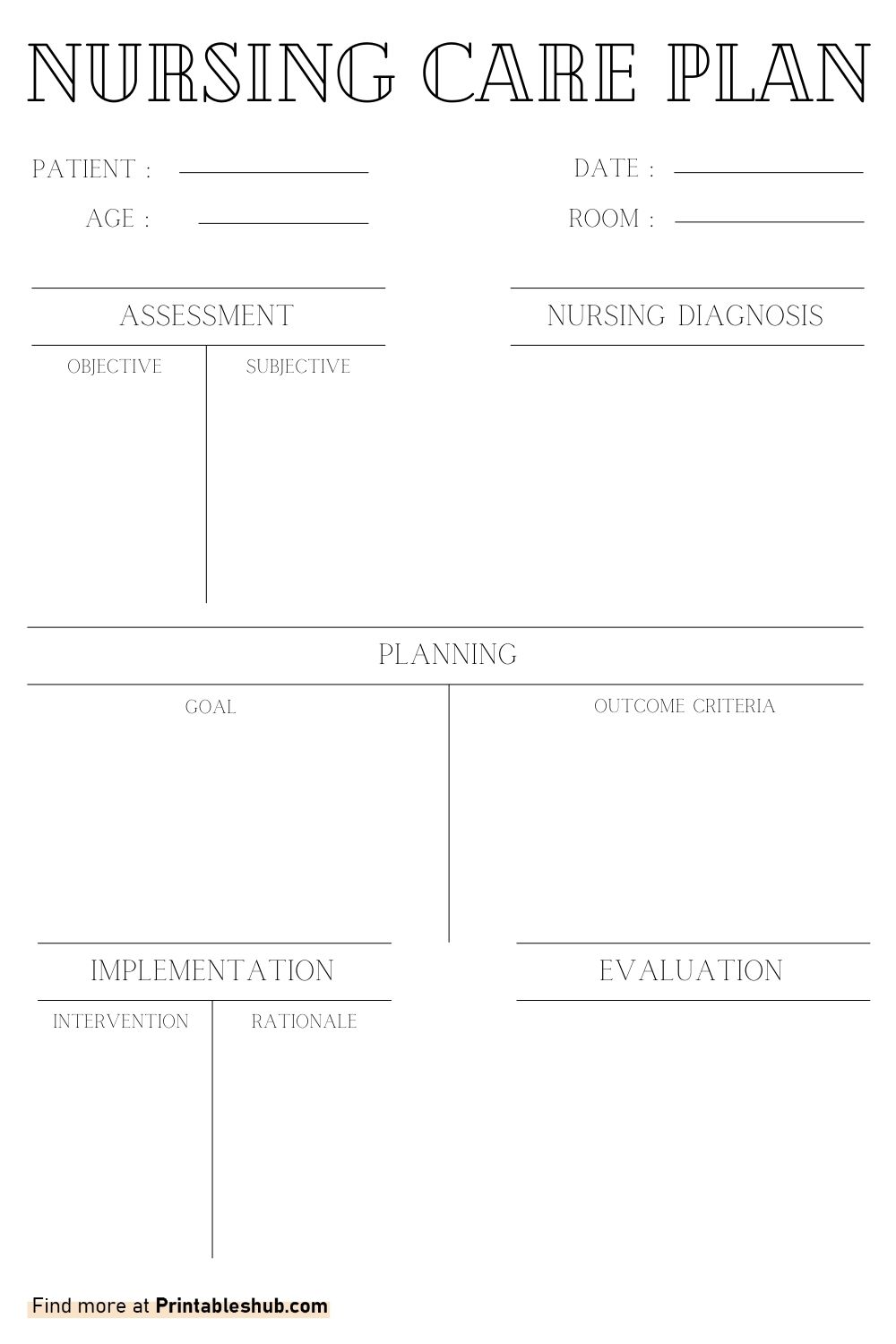 Free Printable Blank Nursing Care Plan Templates [PDF Included ...