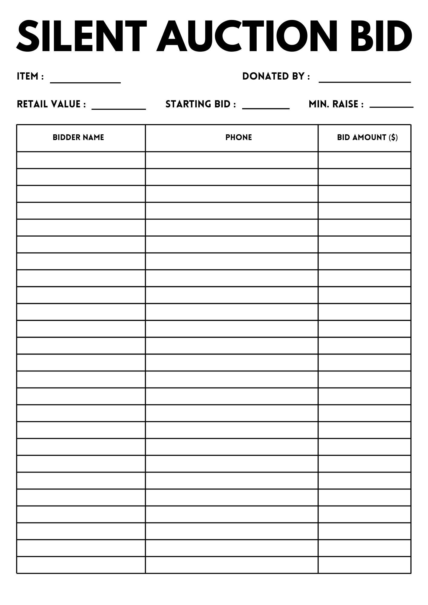Silent Auction Form Template Prntbl concejomunicipaldechinu gov co Silent Auction Form Template Prntbl concejomunicipaldechinu gov co