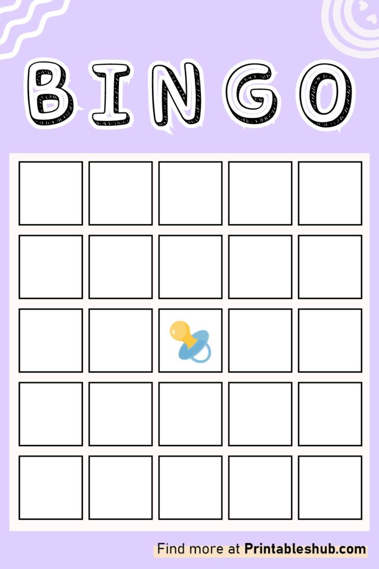 Printable Blank Baby Shower Bingo Templates [PDF Included] - Printables Hub