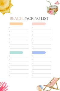 Printable Blank Beach Packing List Templates - Printables Hub