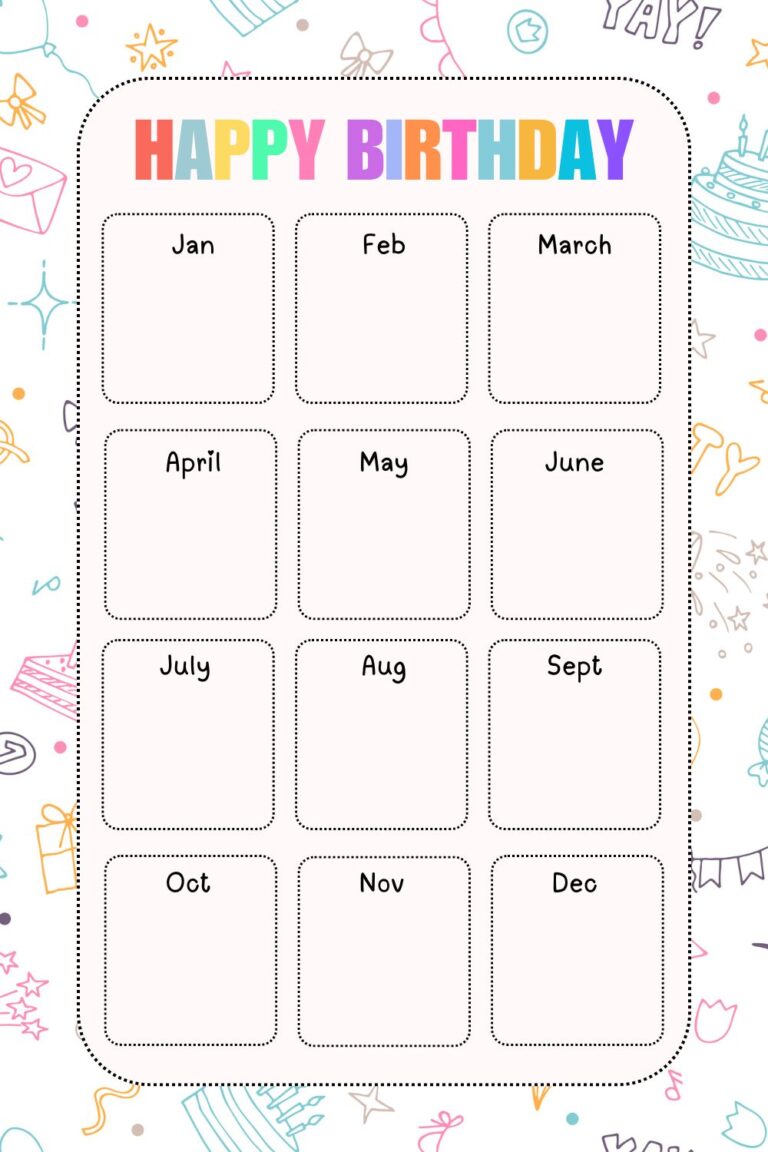 Free Printable Birthday Charts For Classroom [PDF] - Printables Hub