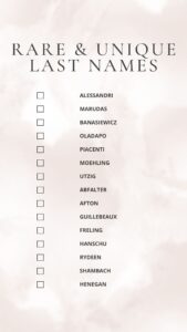 Printable List Of Unique Last Names [PDF Included] - Printables Hub