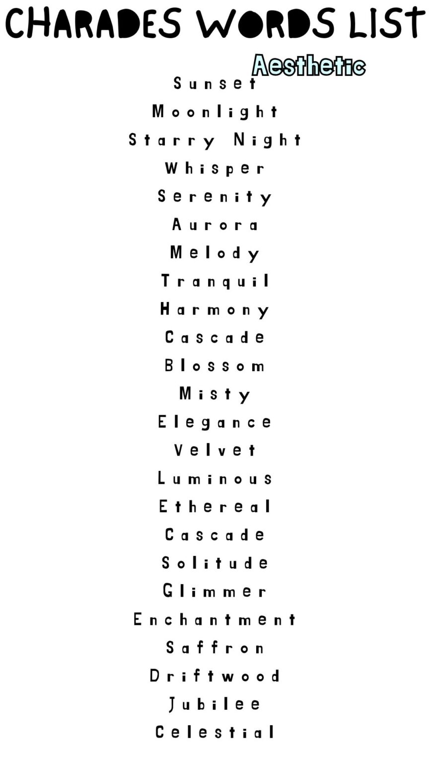 Free Printable Charades Word Lists for Kids &amp; Adults [PDF] - Printables Hub