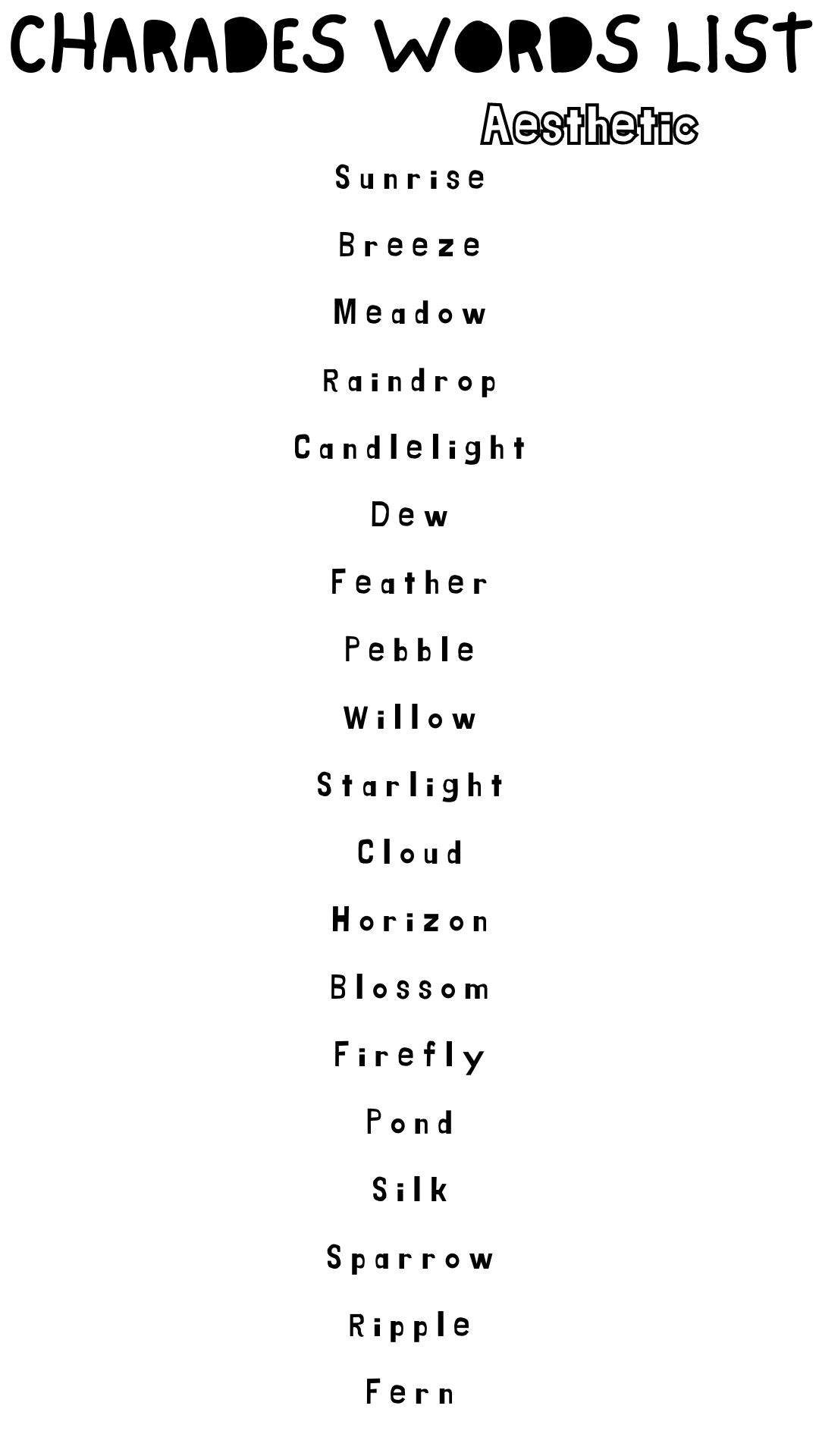Free Printable Charades Word Lists for Kids &amp; Adults [PDF] - Printables Hub