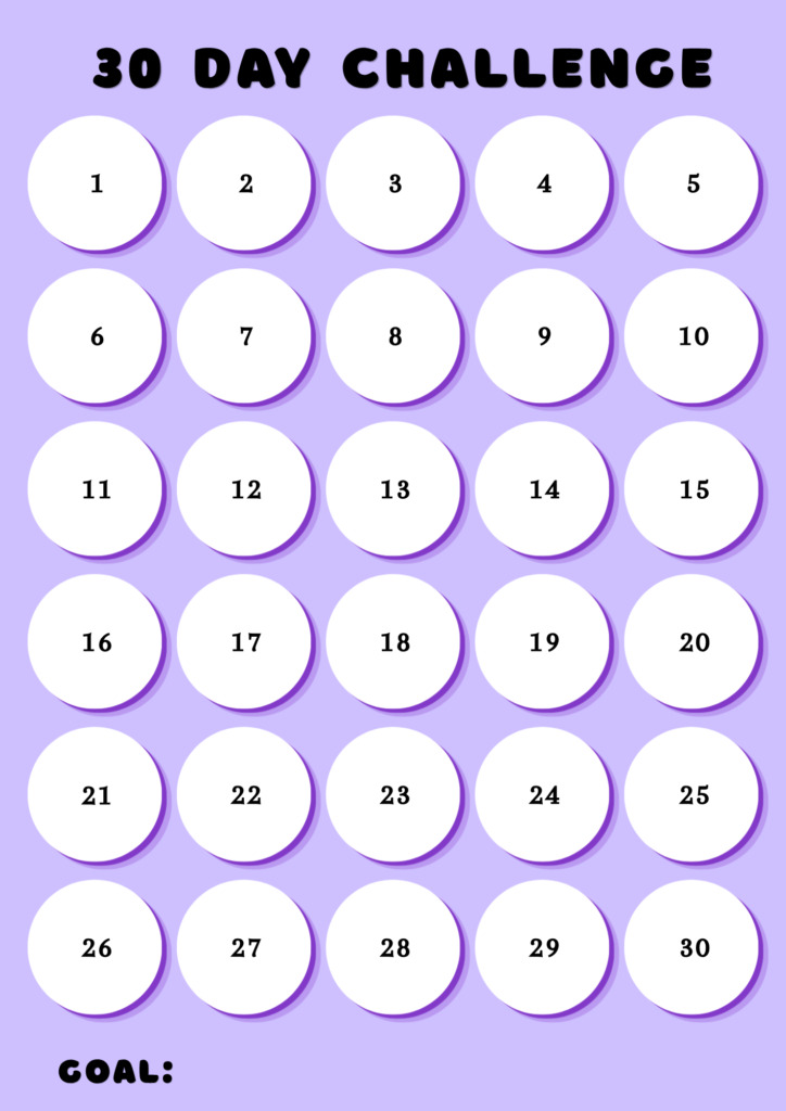 Printable 30-Day Challenge Blank Template