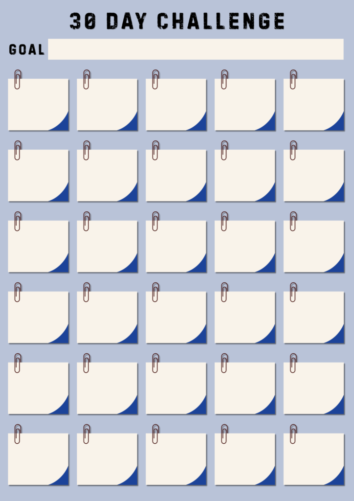 Printable 30-Day Challenge Blank Template