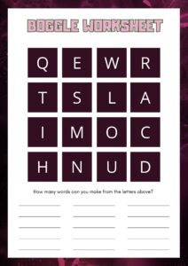 Free Printable Boggle Worksheets [PDF] - Printables Hub