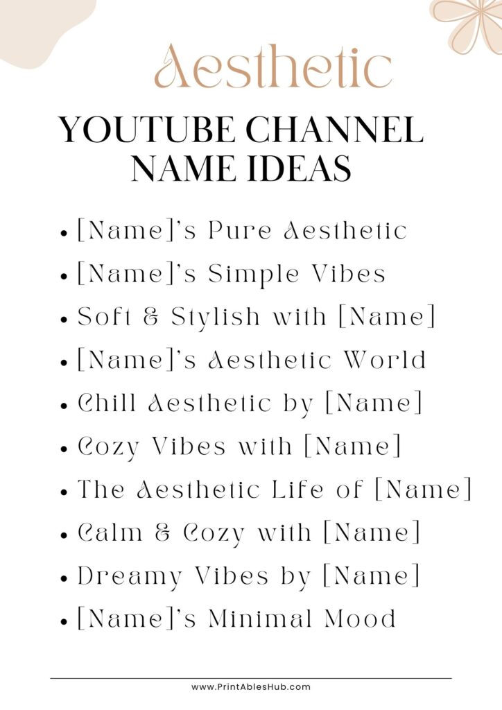 YouTube Channel Name Ideas Printable Lists Printables Hub
