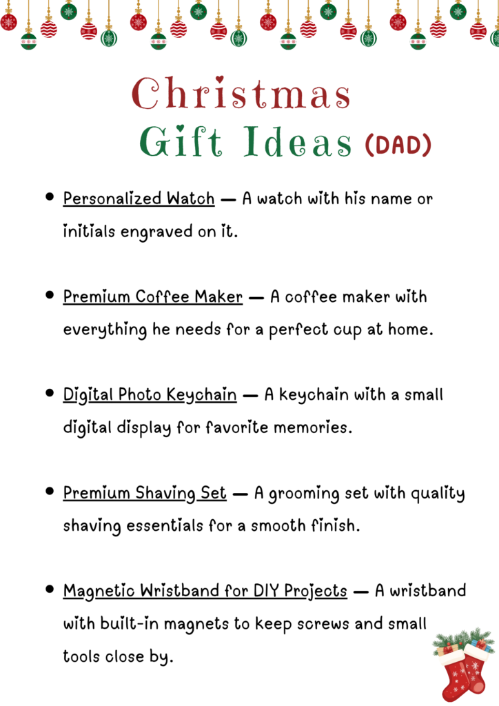 Printable Lists Of Christmas Gift Ideas