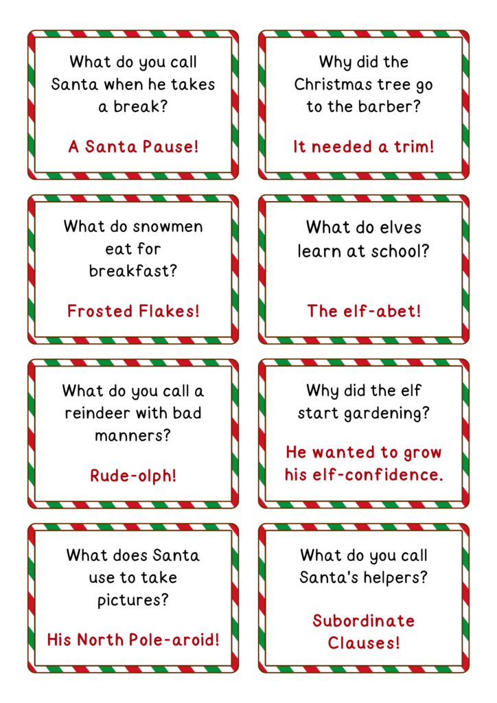 Printable Christmas jokes