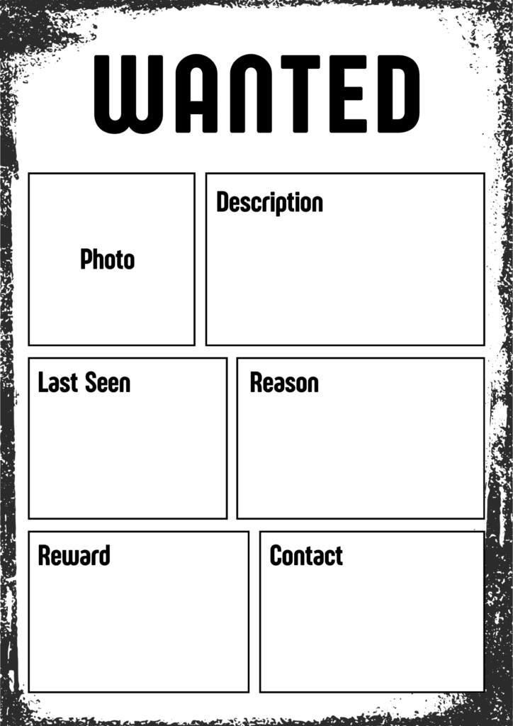 Printable Blank Wanted Poster Template