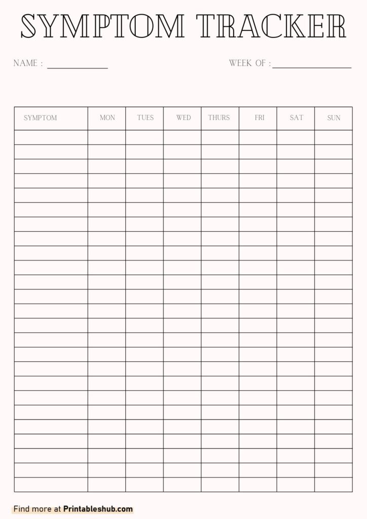 Printable Symptom Tracker Template