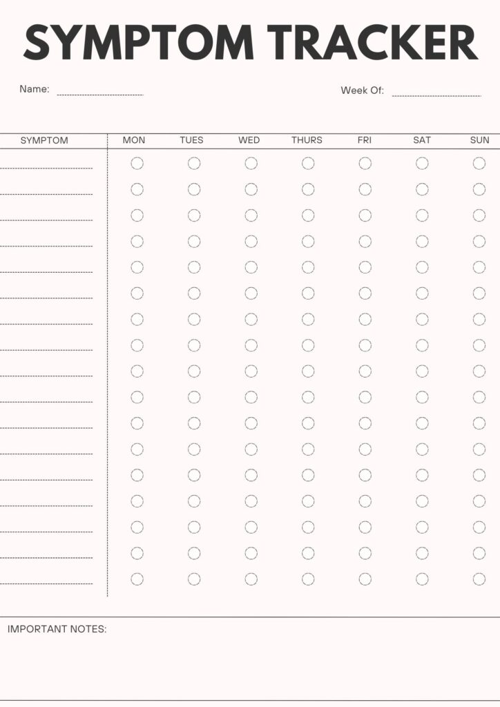 Printable Symptom Tracker Template