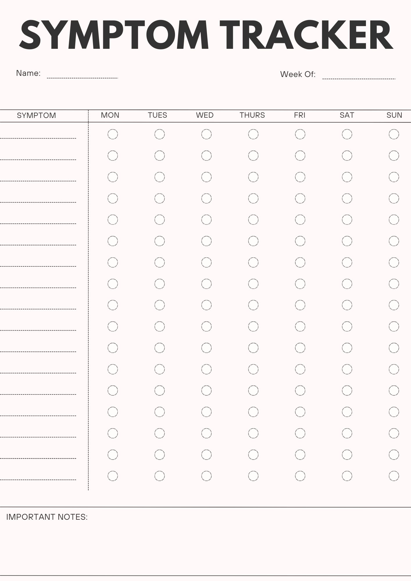Printable Symptom Tracker Templates PDF Included Printables Hub