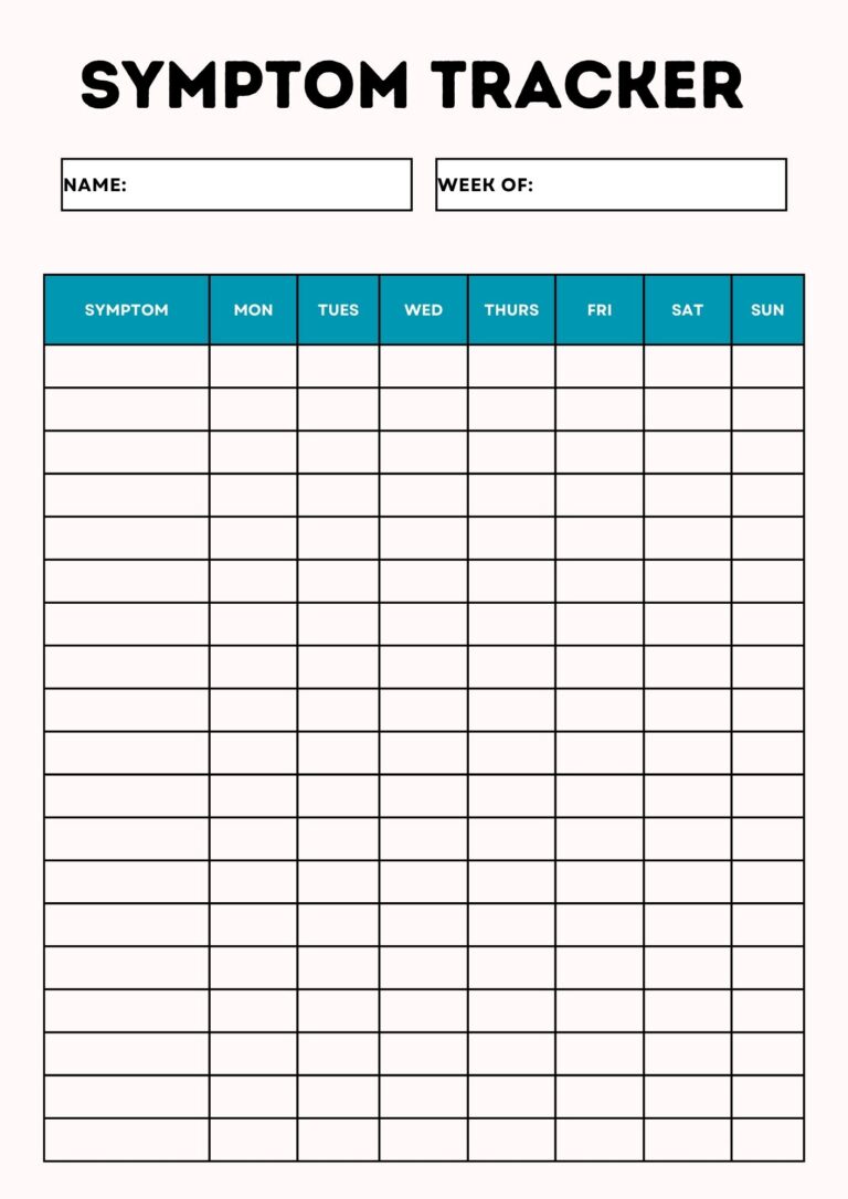 Printable Symptom Tracker Templates [PDF Included] - Printables Hub