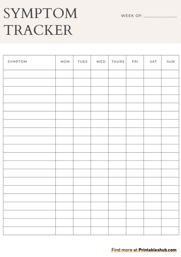 Printable Symptom Tracker Template