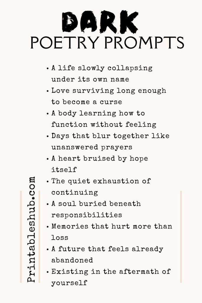 list of dark poetry prompts