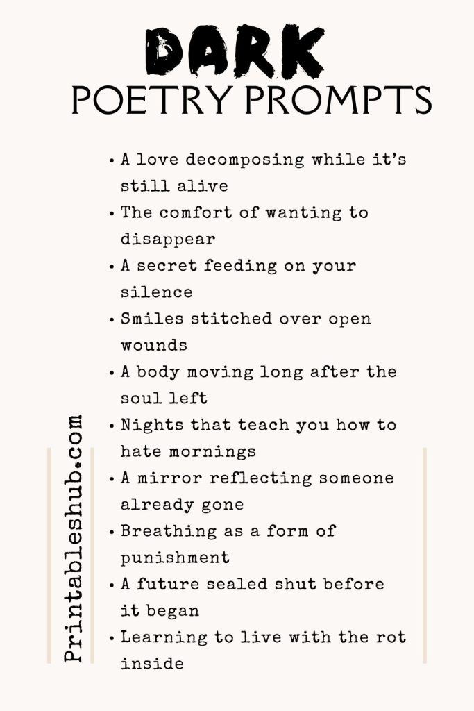 list of dark poetry prompts