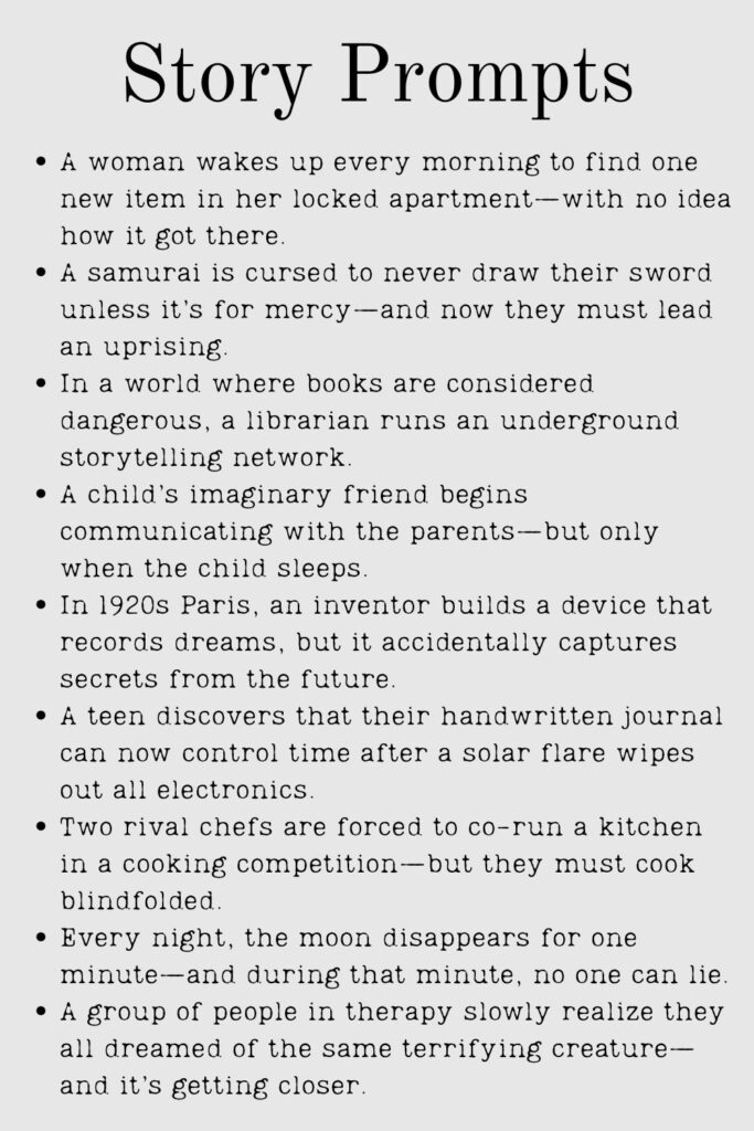 Printable List Of Story Prompts