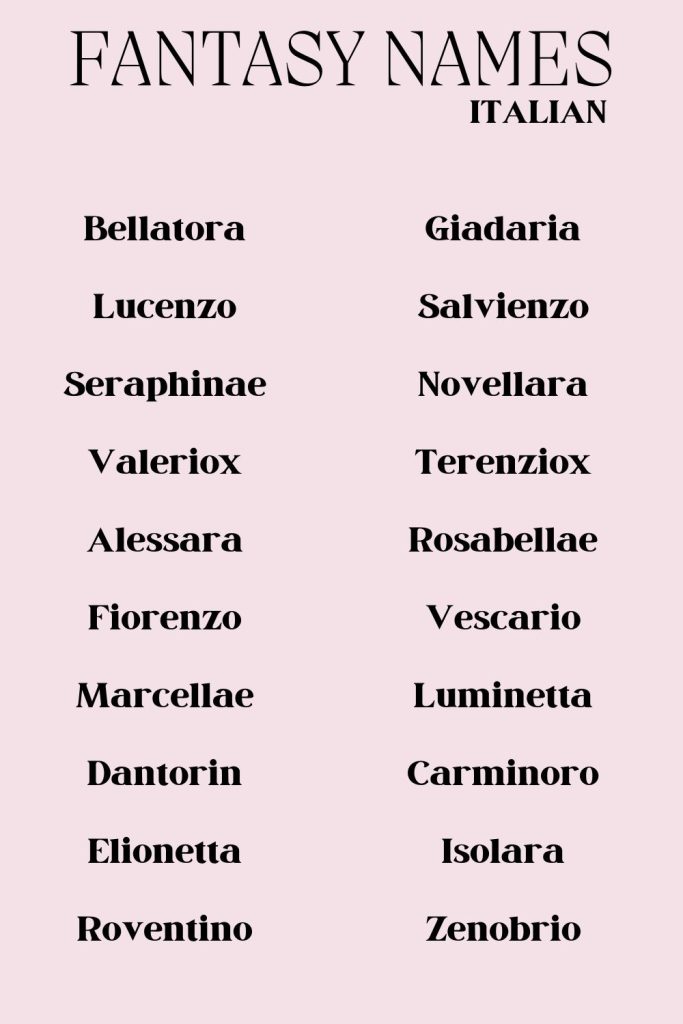 Printable list of japanese fantasy names