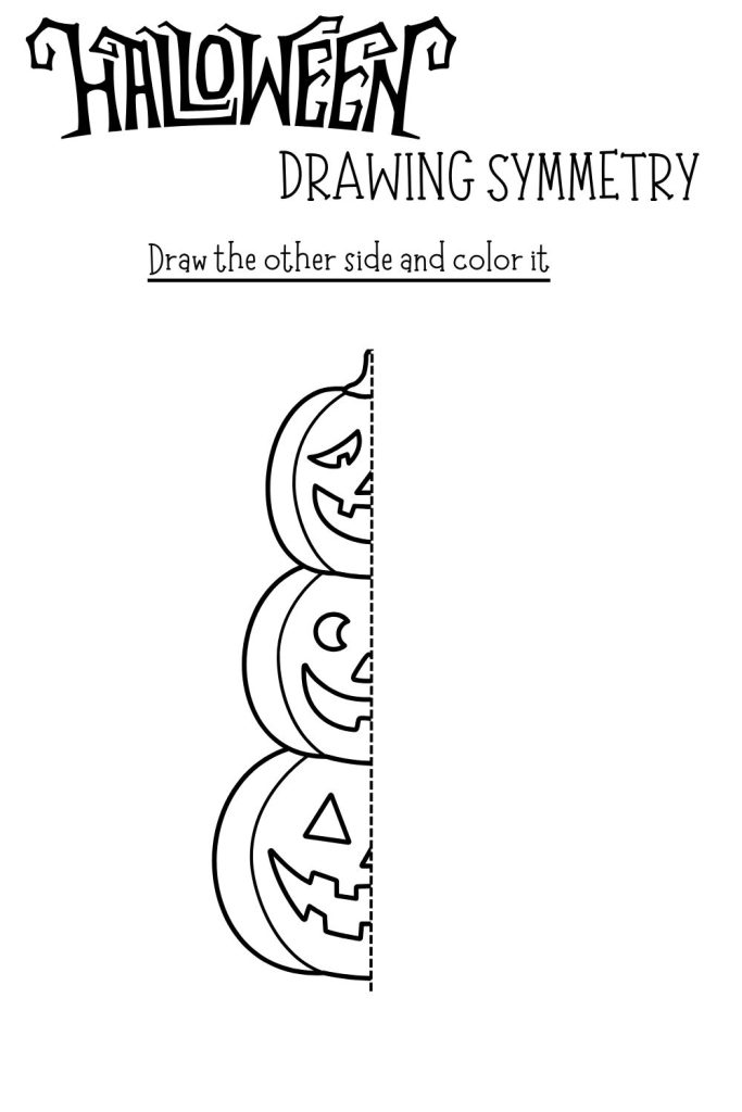 Printable Halloween Symmetry Drawing Worksheet - pumpkin