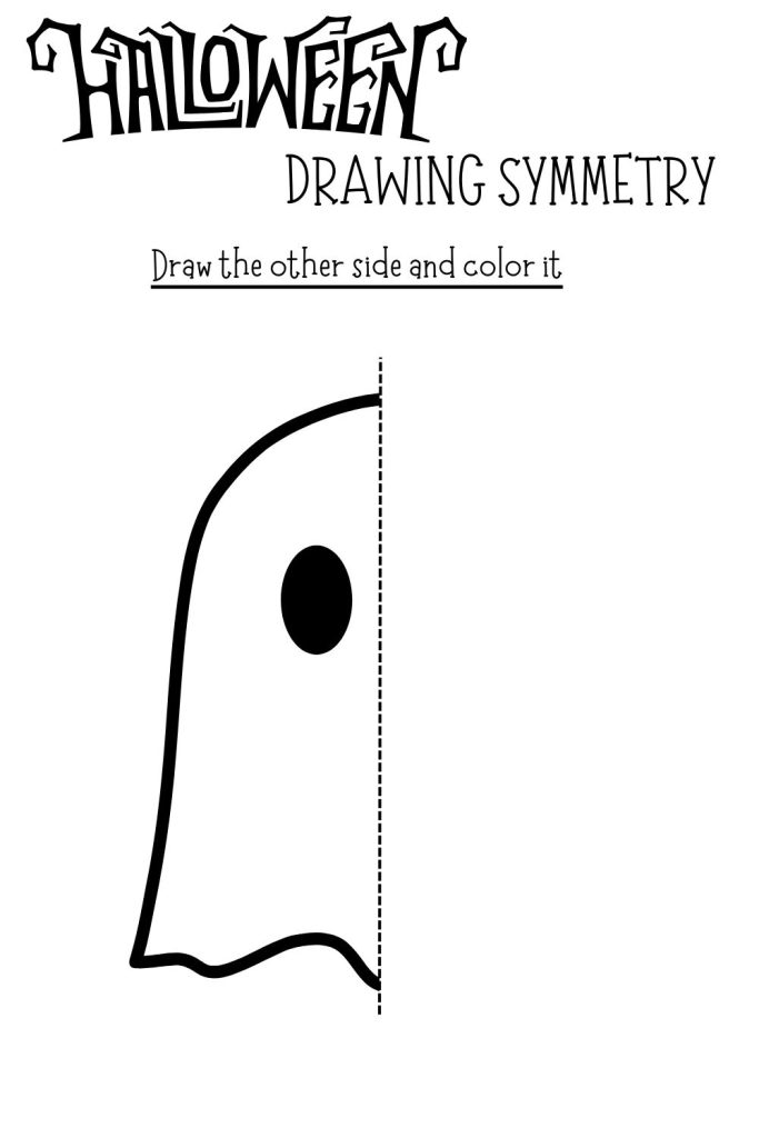 Printable Halloween Symmetry Drawing Worksheet - ghost