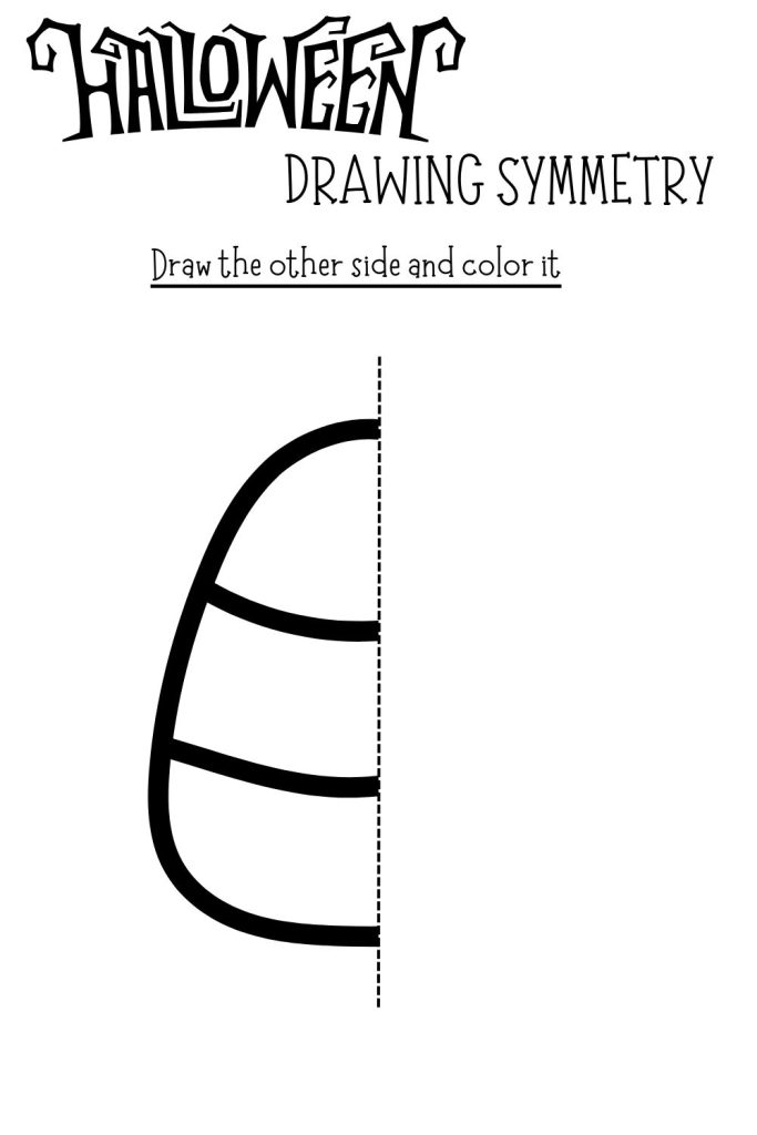 Printable Halloween Symmetry Drawing Worksheet - candy corn