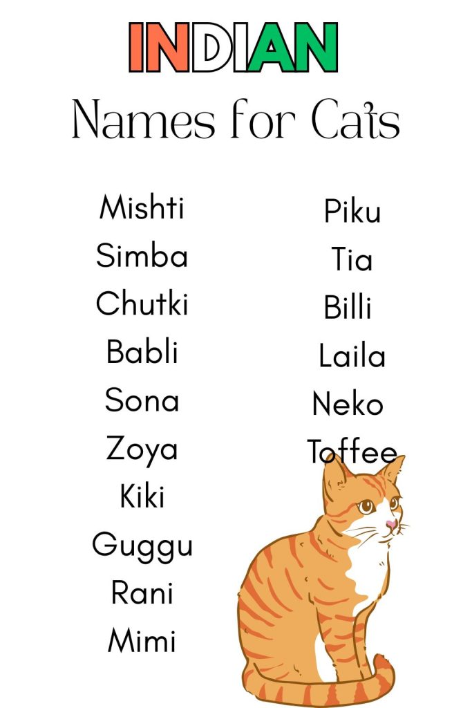 printable list of  indian names for cats