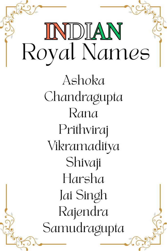 printable list of royal indian names