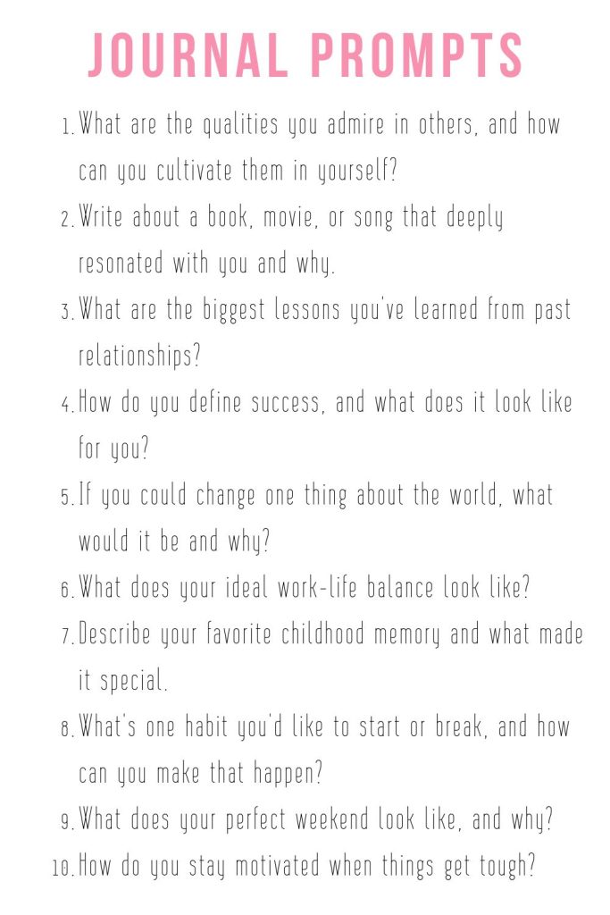 printable list of journal prompts