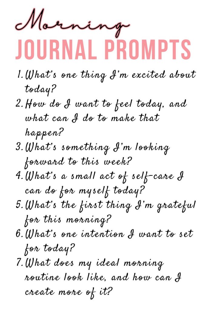 printable list of morning journal prompts